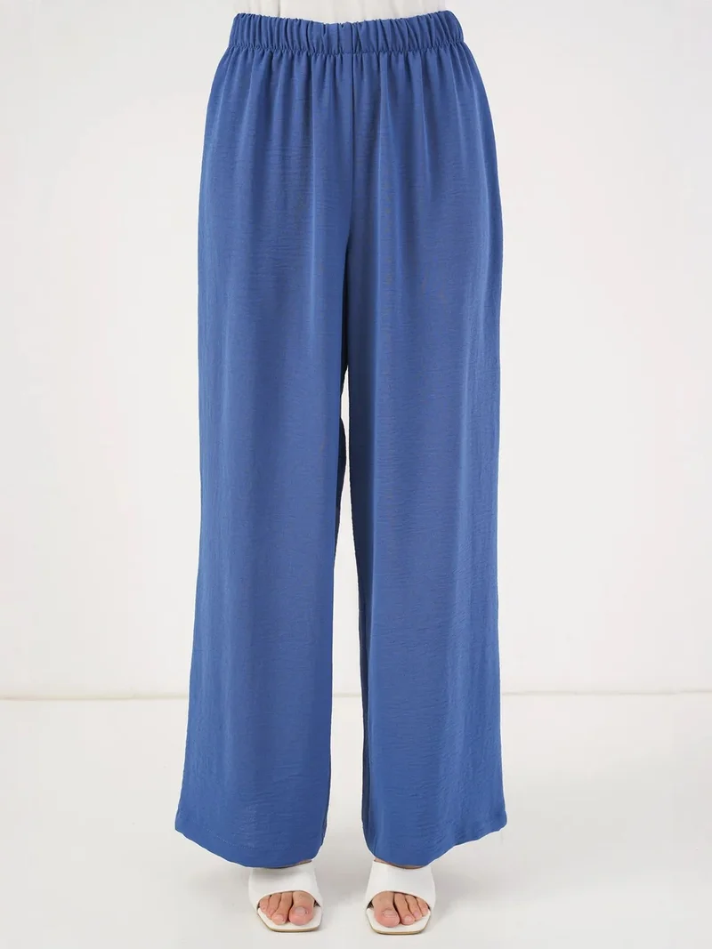 Big Dart Oxford Blue BDART Crew Neck Long Tunic and Wide Leg Pants Set for Women | Best Price UAE